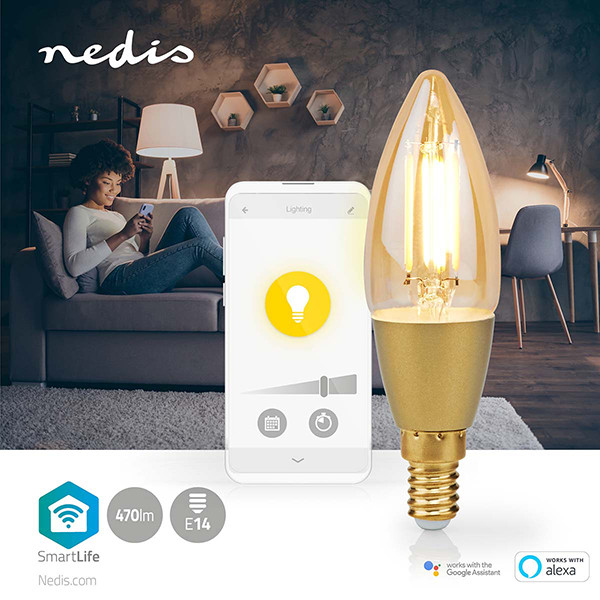 Nedis Smart lamp E14 | Kaars B35 | 1800-3000K | Filament | Goud | 470 lumen | 4.9W  LNE00117 - 2