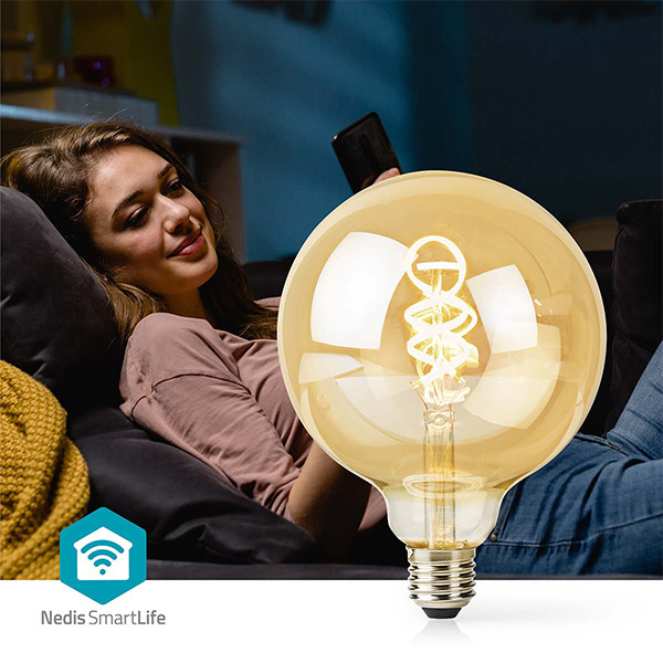 Nedis Smart lamp E27 | Globe G125 | Goud | 1800-6500K | WiFi (Tuya) | 4.9W LNE00230 - 4