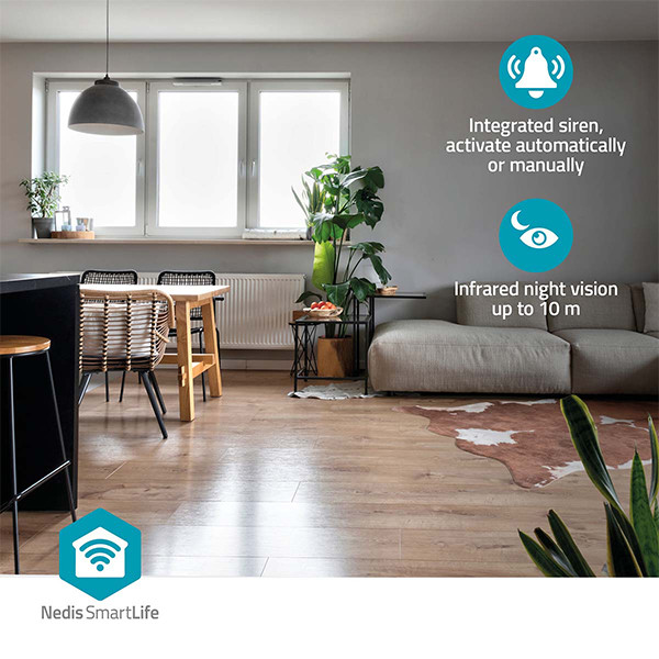 Nedis slimme camera | USB voeding | 1296p | Wit | IP20 | WiFi (Tuya) LNE00216 - 8