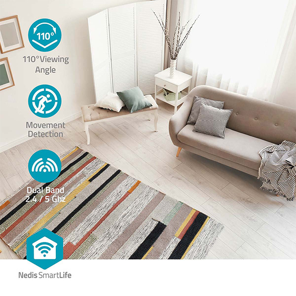 Nedis slimme camera | USB voeding | 1296p | Wit | IP20 | WiFi (Tuya) LNE00217 - 7