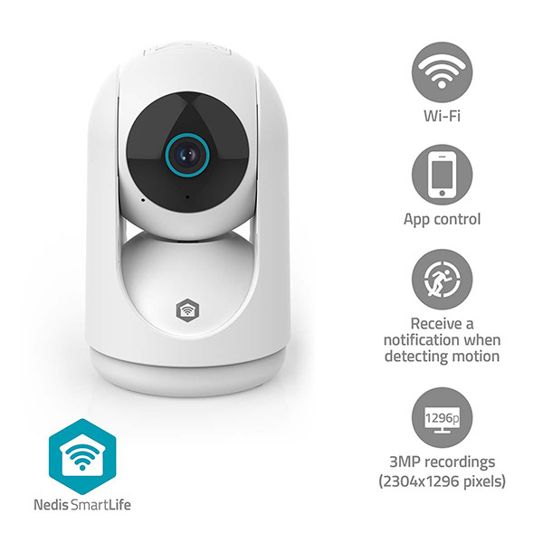 Nedis slimme camera | USB voeding | 1296p | Wit | IP20 | WiFi (Tuya) LNE00218 - 4