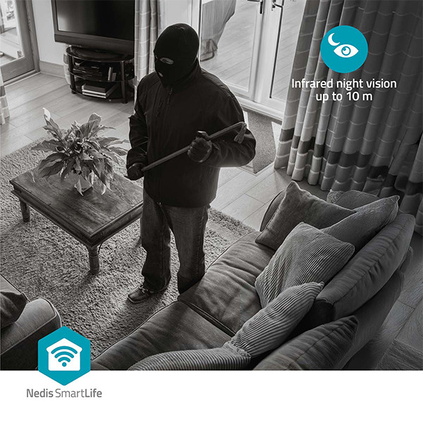 Nedis slimme camera | USB voeding | 1296p | Wit | IP20 | WiFi (Tuya) LNE00218 - 5
