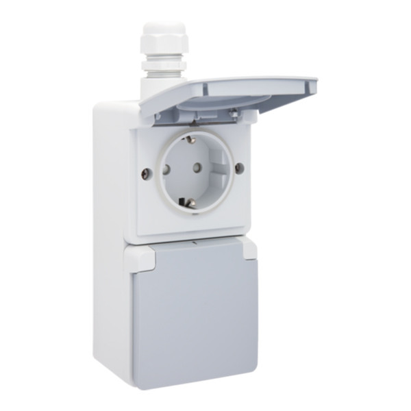 Niko Hydro dubbele wandcontactdoos verticaal | IP55 | Opbouw | Grijs  LNI00004 - 1