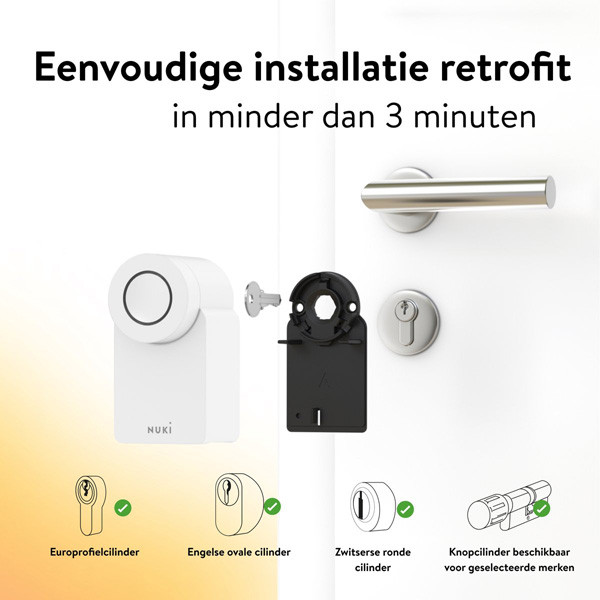 Nuki Smart Lock Go | Wi-Fi, Bluetooth + Matter | Wit LNU00020 - 2
