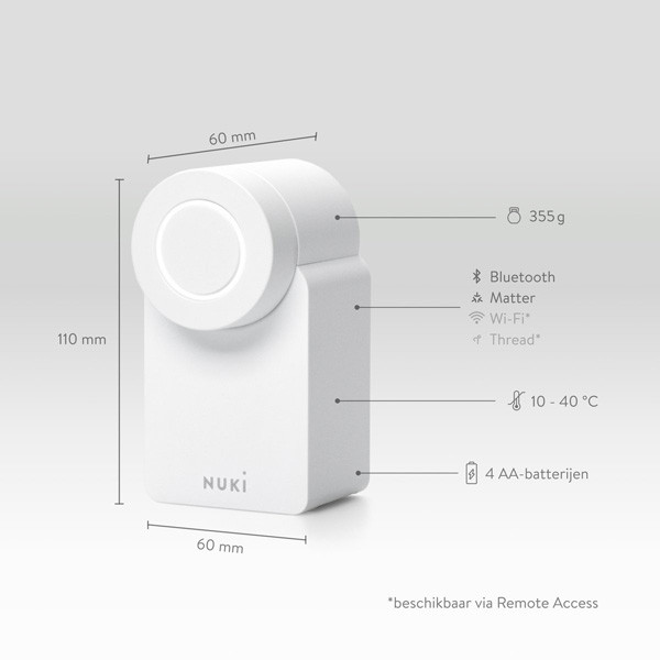 Nuki Smart Lock Go | Wi-Fi, Bluetooth + Matter | Wit LNU00020 - 6
