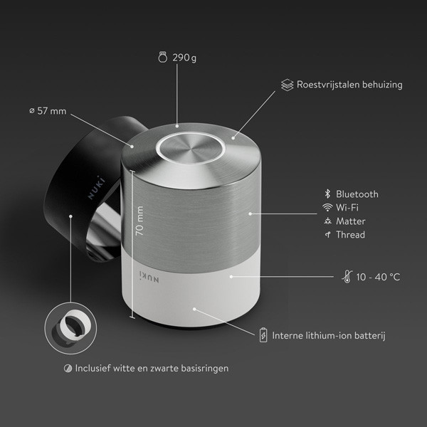 Nuki Smart Lock Pro Gen5 | Wi-Fi, Bluetooth + Matter | RVS LNU00021 - 5