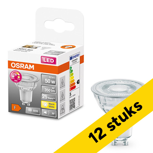 Aanbieding: 12x Osram GU10 LED spot | 1800-2700K | GlowDim | 4.5W (50W) LOS02794 - 1