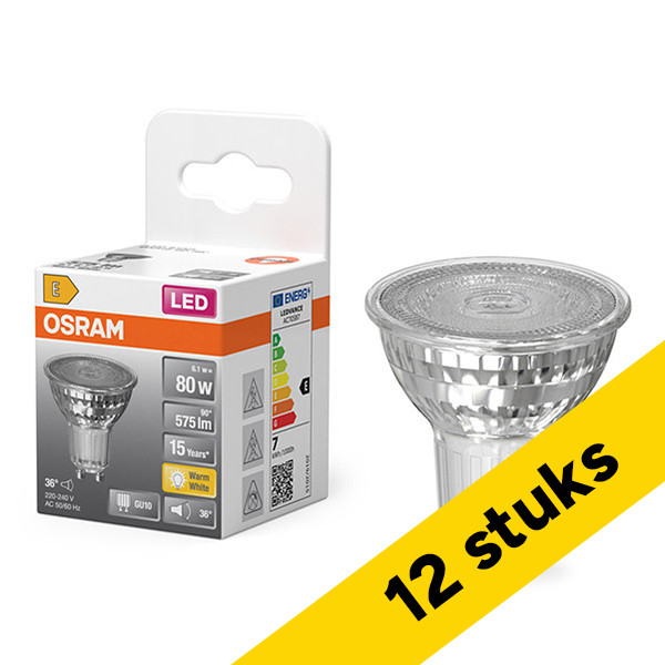 Aanbieding: 12x Osram GU10 LED spot | 2700K | 6.1W (80W) LOS02801 - 1
