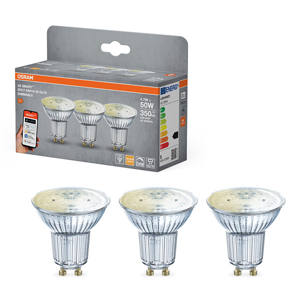 Aanbieding: 3x Osram GU10 Smart led | 2700K | Matter over WiFi | 4.7 W (50W) LOS02365 - 1