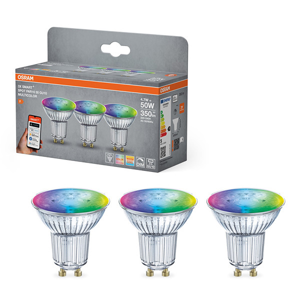 Aanbieding: 3x Osram Smart lamp GU10 | PAR16 | Helder | 2700-6500K | Matter over WiFi | 4.7W (50W) LOS02366 - 1