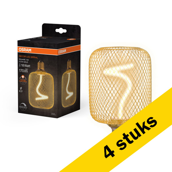 Aanbieding: 4x Osram LED lamp E27 | Bol | Goud | Filament | 1800K | Dimbaar | 3.5W (18W) LOS00803 - 1
