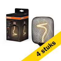 Aanbieding: 4x Osram LED lamp E27 | Decor Spiral | Square 100 | Zwart | 1800K | Dimbaar | 3.5W (14W) LOS00807