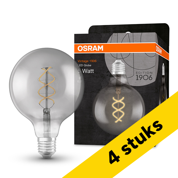 Aanbieding: 4x Osram LED lamp E27 | Globe G124 | Vintage 1906 | Filament | Smoke | 1800K | 4W (15W) LOS01508 - 1