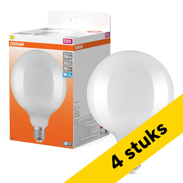 Aanbieding: 4x Osram LED lamp E27 | Globe G125 | Filament | Mat | 6500K | 17W (150W) LOS02524 - 1