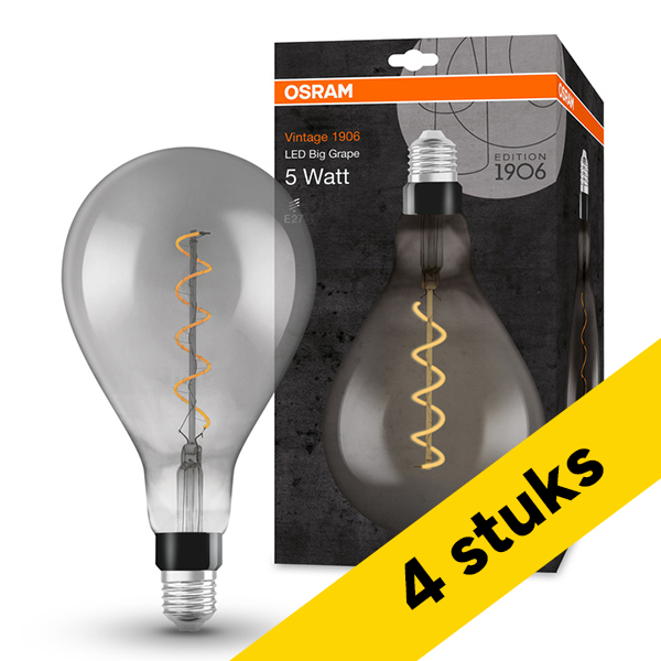 Aanbieding: 4x Osram LED lamp E27 | Globe G160 | Vintage 1906 | Filament | Smoke | 1800K | 4W (15W) LOS01512 - 1