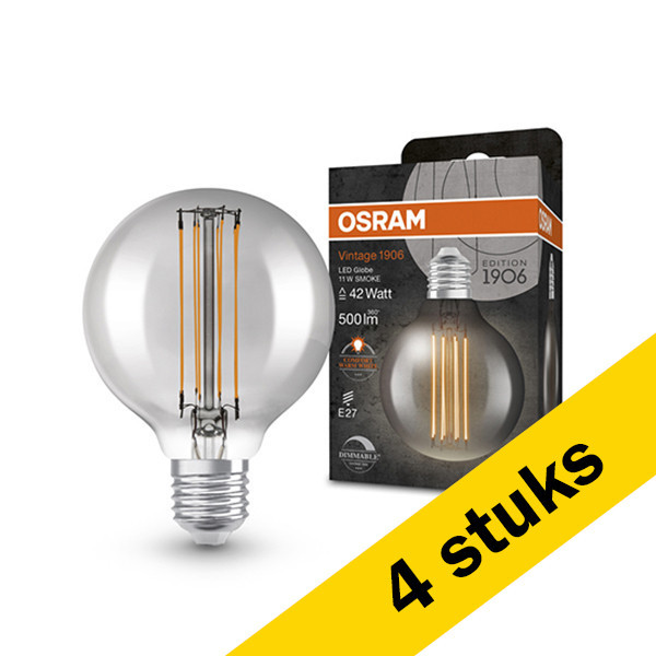 Aanbieding: 4x Osram LED lamp E27 | Globe G80 | Vintage 1906 | Smoke | 1800K | Dimbaar | 11W (42W) LOS00478 - 1