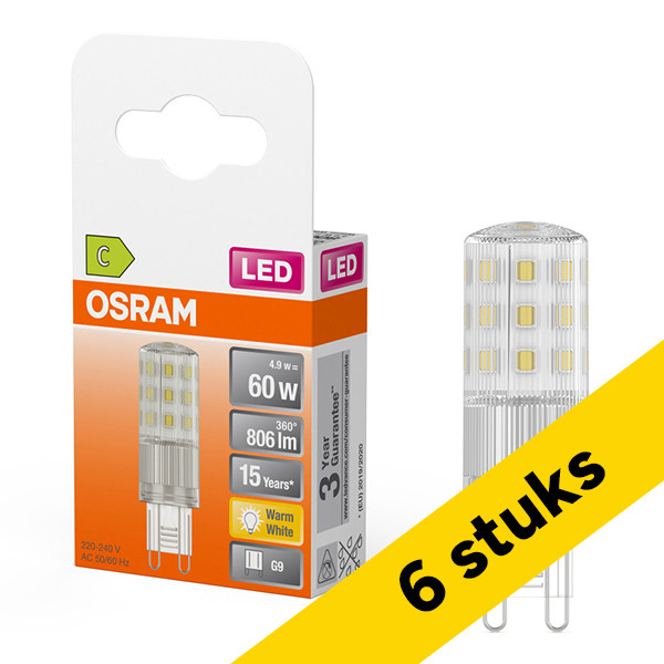 Aanbieding: 6x Osram G9 LED capsule | SMD | Helder | 2700K | 4.9W (60W) LOS01774 - 1