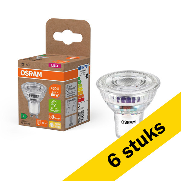 Osram Aanbieding: 6x Osram GU10 LED spot | 2700K | 100° | 2W (50W)  LOS00753 - 1