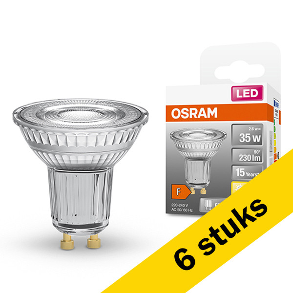 Osram Aanbieding: 6x Osram GU10 LED spot | 2700K | 2.6W (35W)  LOS00279 - 1