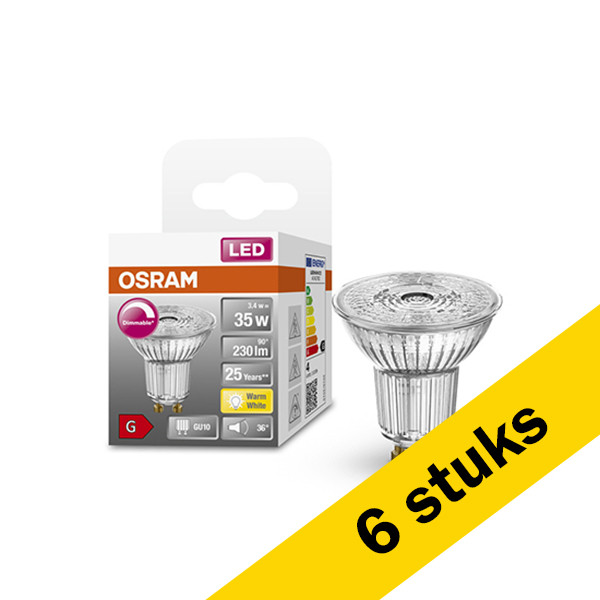 Osram Aanbieding: 6x Osram GU10 LED spot | 2700K | Dimbaar | 3.4W (35W)  LOS00259 - 1