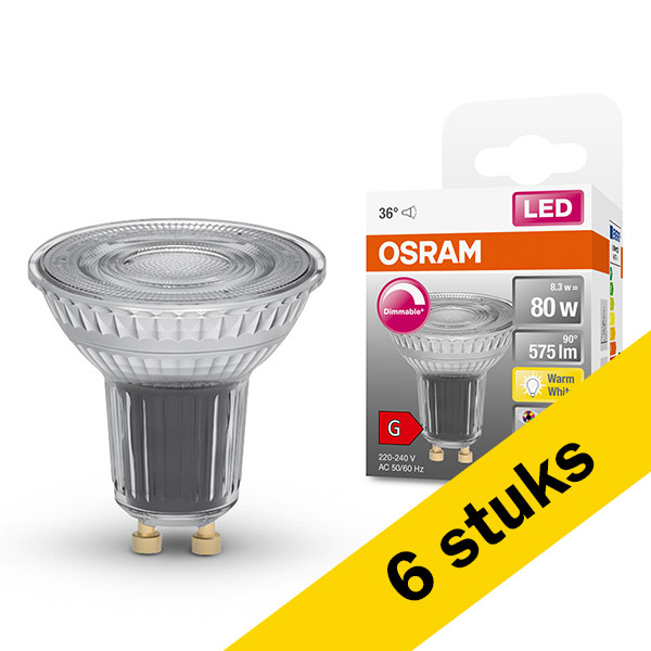 Osram Aanbieding: 6x Osram GU10 LED spot | 2700K | Dimbaar | 8.3W (80W)  LOS00267 - 1