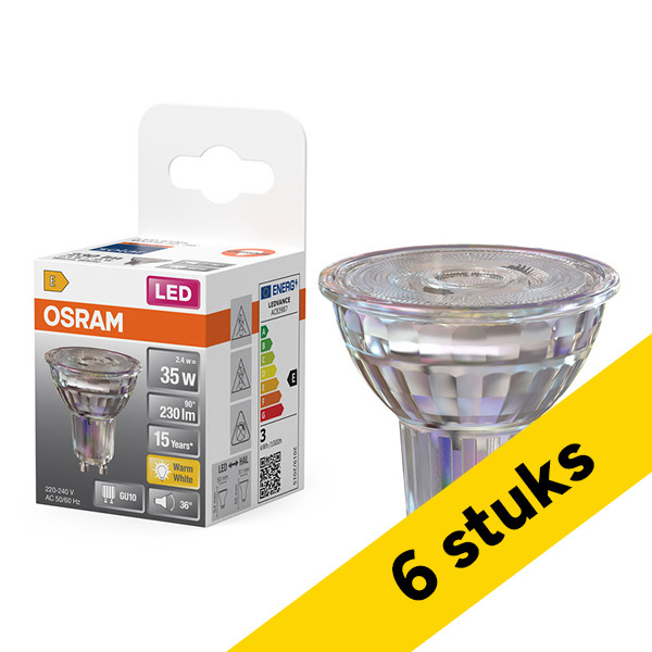 Aanbieding: 6x Osram GU10 LED spot | 3000K | 2.4W (35W) LOS02470 - 1