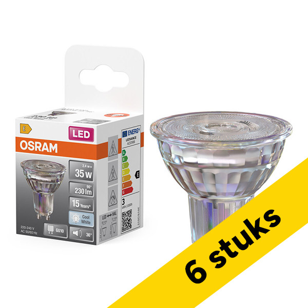Aanbieding: 6x Osram GU10 LED spot | 4000K | 2.4W (35W) LOS01940 - 1
