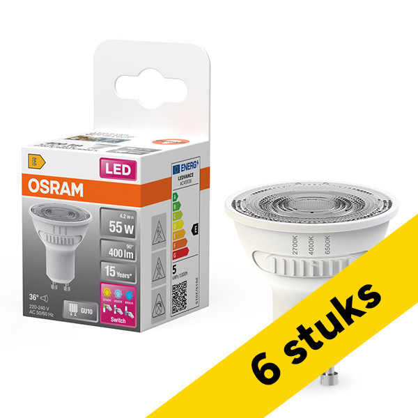 Aanbieding: 6x Osram GU10 LED spot | PAR16 | 2700-4000-6500K | 4.2W (55W) LOS01132 - 1