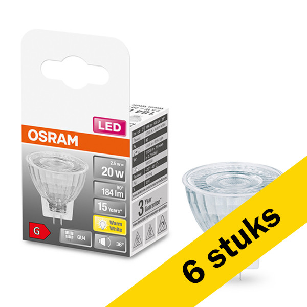 Osram Aanbieding: 6x Osram GU4 LED spot | MR11 | 2700K | 2.5W (20W)  LOS00303 - 1