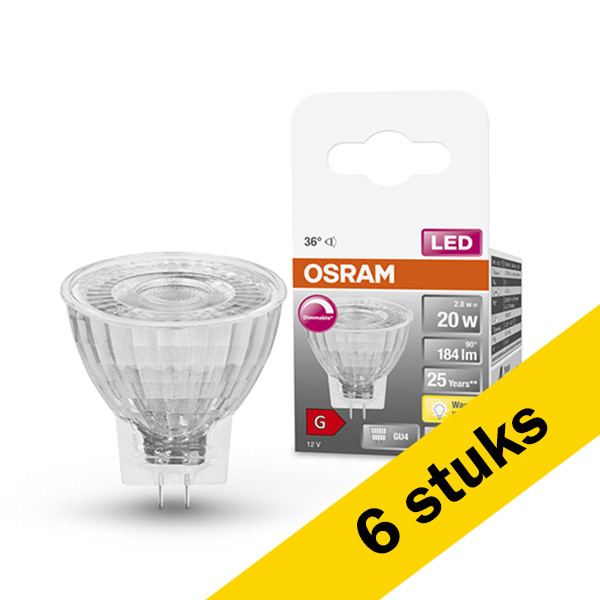 Osram Aanbieding: 6x Osram GU4 LED spot | MR11 | 2700K | Dimbaar | 2.8W (20W)  LOS00299 - 1