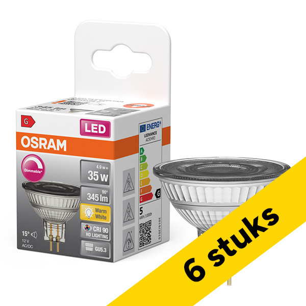 Aanbieding: 6x Osram GU5.3 LED spot | 2700K | 15° | Dimbaar | 4.9W (35W) LOS02468 - 1