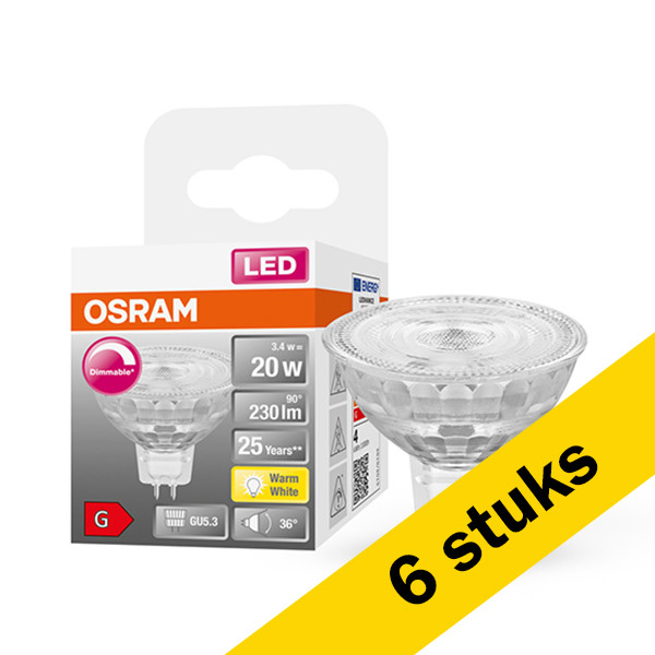 Osram Aanbieding: 6x Osram GU5.3 LED spot | 2700K | Dimbaar | 3.4W (20W)  LOS00271 - 1