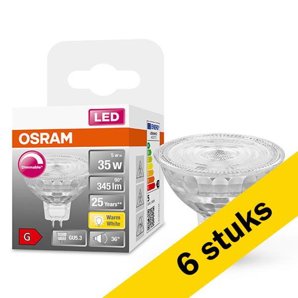 Osram Aanbieding: 6x Osram GU5.3 LED spot | 2700K | Dimbaar | 5W (35W)  LOS00273 - 1
