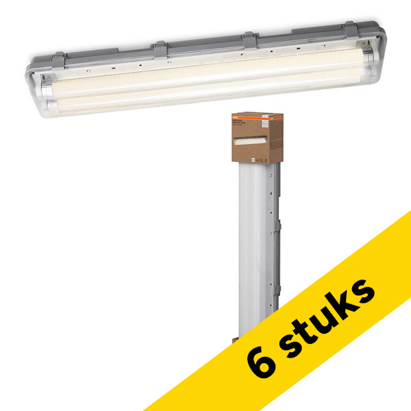 Aanbieding: 6x Osram LED TL armatuur 65 cm | incl. TL buis | 4000K | 1200 lumen | IP65 | 14W LOS02052 - 1