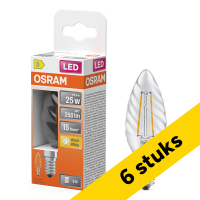 Aanbieding: 6x Osram LED lamp E14 | Kaars B35 | Filament | Helder | 2700K | 1.8W (25W) LOS02137