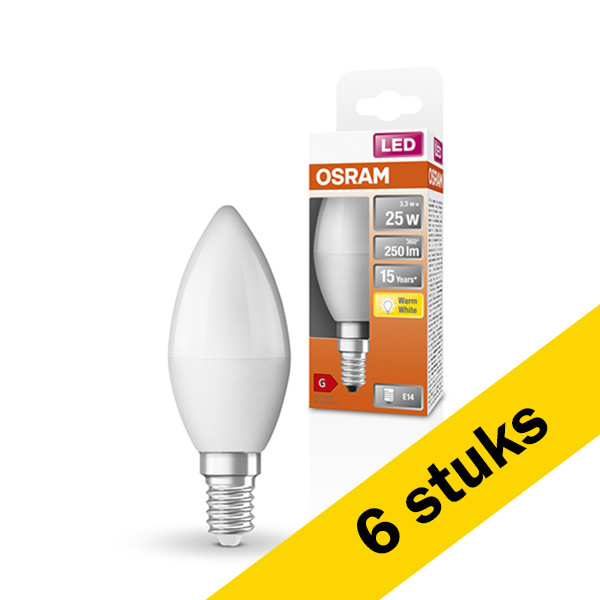 Osram Aanbieding: 6x Osram LED lamp E14 | Kaars B35 | Mat | 2700K | 3.3W (25W)  LOS00155 - 1