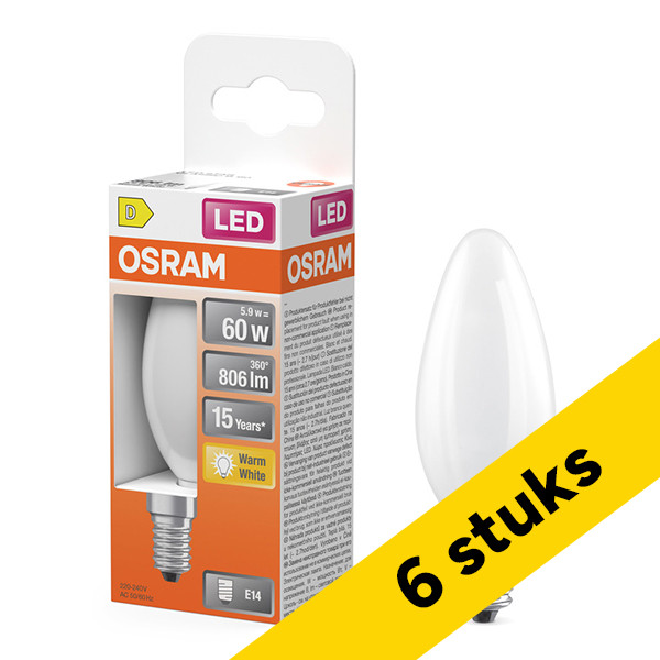 Aanbieding: 6x  Osram LED lamp E14 | Kaars B35 | Mat | 2700K | 5.5W (60W) LOS01204 - 1