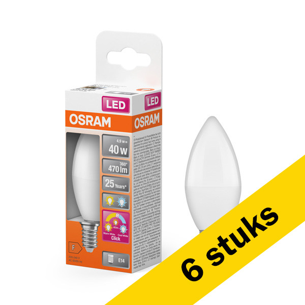 Aanbieding: 6x Osram LED lamp E14 | Kaars B35 | Wit | 2700-4000K | 4.9W (40W) LOS00773 - 1