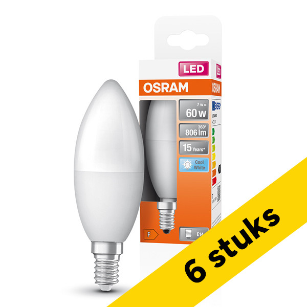 Aanbieding: 6x Osram LED lamp E14 | Kaars B39 | Mat | 4000K | 7.5W (60W) LOS01216 - 1