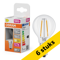 Aanbieding: 6x Osram LED lamp E14 | Kogel P45 | Filament | 2700K | Dimbaar | 1.8W (25W) LOS01870