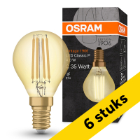 Aanbieding: 6x Osram LED lamp E14 | Kogel P45 | Filament | Goud | 2400K | 4W (35W) LOS01498