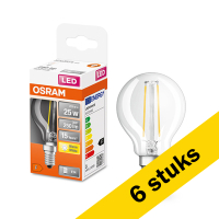 Osram Aanbieding: 6x Osram LED lamp E14 | Kogel P45 | Filament | Helder | 2700K | 2.5W (25W)  LOS00185