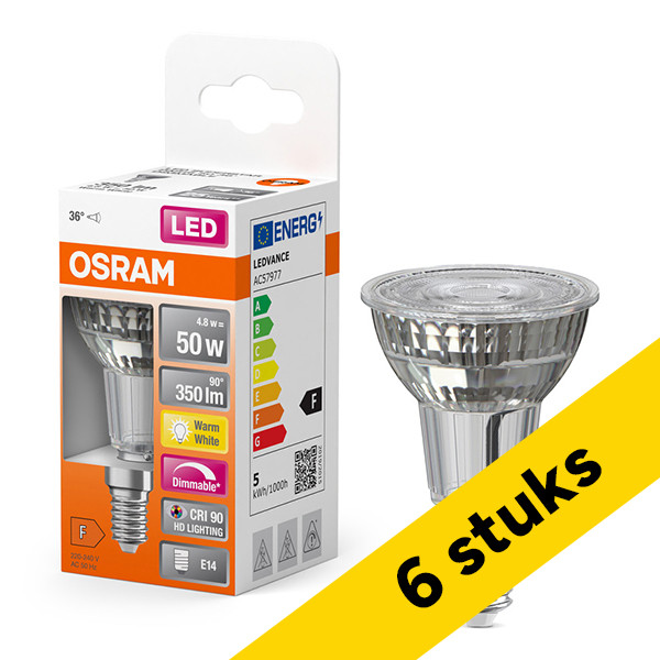 Aanbieding: 6x Osram LED lamp E14 | PAR16 | 2700K | Dimbaar | 4.8W (50W) LOS01334 - 1