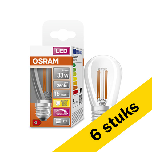 Aanbieding: 6x Osram LED lamp E27 | Edison ST64 | Filament | 2200K | Dimbaar | 4.8W (35W) LOS00177 - 1