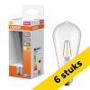 Aanbieding: 6x Osram LED lamp E27 | Edison ST64 | Filament | Helder | 2700K | 1.8W (25W)