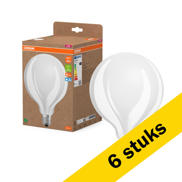 Aanbieding: 6x Osram LED lamp E27 | Globe G125 | Ultra Efficient | Mat | 6500K | 7.2W (100W) LOS01023 - 1