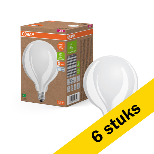 Osram Aanbieding: 6x Osram LED lamp E27 | Globe G95 | Mat | 4000K | 3.8W (60W)  LOS01001 - 1