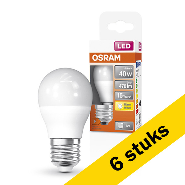 Aanbieding: 6x Osram LED lamp E27 | Kogel G45 | Mat | 2700K | 4.9W (40W) LOS00207 - 1