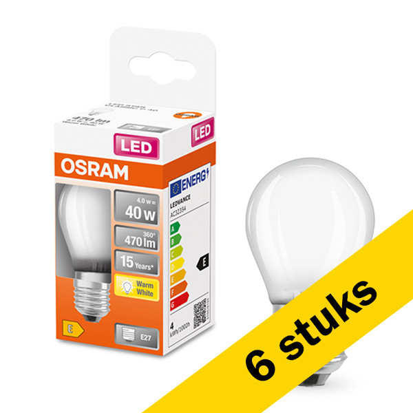 Osram Aanbieding: 6x Osram LED lamp E27 | Kogel P45 | Mat | 2700K | 4W (40W)  LOS00199 - 1