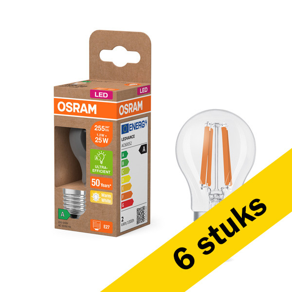 Aanbieding: 6x Osram LED lamp E27 | Kogel P45 | Ultra Efficient | Filament | 2700K | 1.2W (25W) LOS00923 - 1